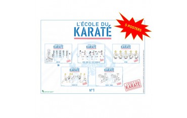 5 posters L'École du Karaté, 42 x 30 cm - Courtonne, Descours & Luzio