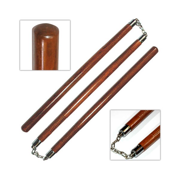 Bâton 3 sections chêne rouge (strié), 60 cm x 3 - Chaîne à rotule