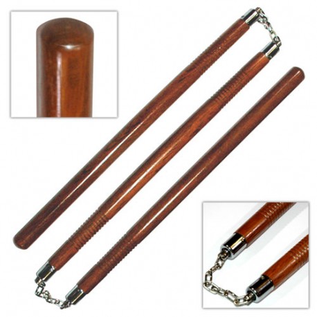 Bâton 3 sections chêne rouge (strié), 60 cm x 3 - Chaîne à rotule