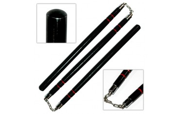 Bâton 3 sections coul noire (2 anneaux), 60 cm x 3 - Chaîne à rotule