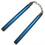 Nunchaku rond, 30 cm, aluminium anodisé bleu - Chaîne à rotule