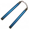 Nunchaku rond, 30 cm, aluminium anodisé bleu - Chaîne à rotule