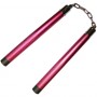 Nunchaku rond, 30 cm, aluminium anodisé rouge - Chaîne à rotule