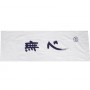 Tenugui, bandeau de tête 36x100cm, BLANC + calligraphie BLEUE - Chine