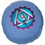 Zafu Chakra Vis., coussin médit., coton & kapok, 35x20cm - Bleu Clair
