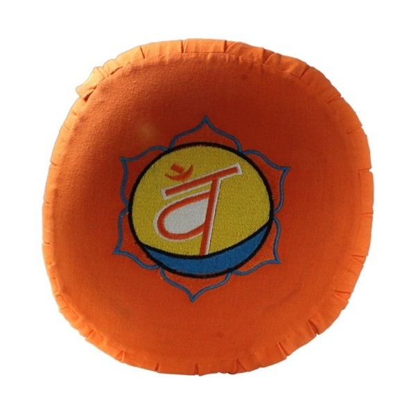 Zafu Chakra Svadhi., coussin médit., coton & kapok, 35,5x20cm- Orange