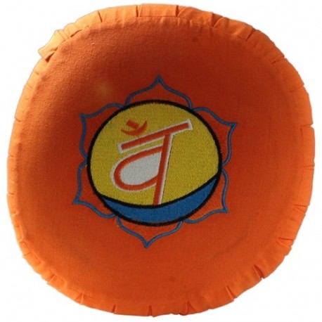 Zafu Chakra Svadhi., coussin médit., coton & kapok, 35,5x20cm- Orange