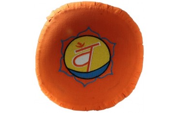 Zafu Chakra Svadhi., coussin médit., coton & kapok, 35,5x20cm- Orange