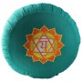 Zafu Chakra Anahat., coussin médit., coton & kapok, 35x20cm - Vert