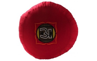 Zafu Chakra Muladh., coussin médit., coton & kapok, 35,5x20cm - Rouge