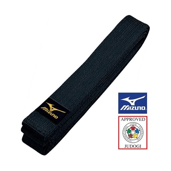 Ceinture piquée MIZUNO Japon "IJF", coton, 315 cm, T. 6 - NOIR