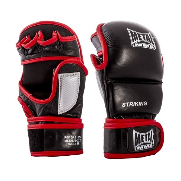 Gants de MMA MB "Strike", Cuir & mousse injectée, T.L/XL - NOIR/ROUGE