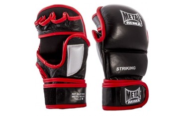 Gants de MMA MB "Strike", Cuir & mousse injectée, T.L/XL - NOIR/ROUGE