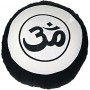 Zafu Om, coussin médit., coton & kapok, 35 x 20cm - Noir & Blanc