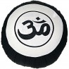 Zafu Om, coussin médit., coton & kapok, 35 x 20cm - Noir & Blanc
