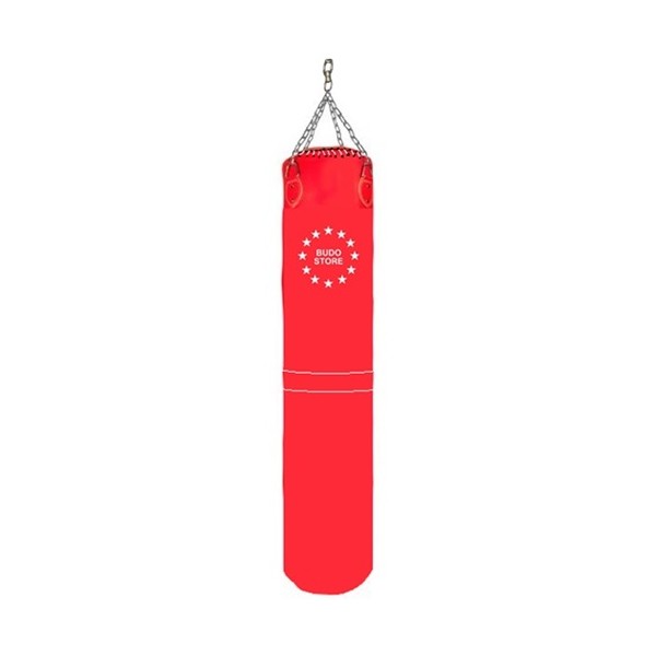Sac de frappe 150 cm x 35, plein, CUIR, chaîne+rotule - ROUGE