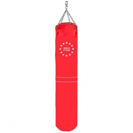 Sac de frappe 150 cm x 35, plein, CUIR, chaîne+rotule - ROUGE