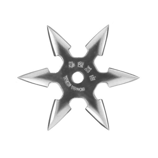 Etoile à lancer 6 pointes (trouée au centre), diam 11 cm - Acier poli