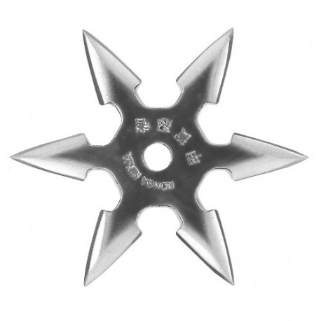 Etoile à lancer 6 pointes (trouée au centre), diam 11 cm - Acier poli