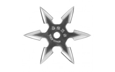 Etoile à lancer 6 pointes (trouée au centre), diam 11 cm - Acier poli