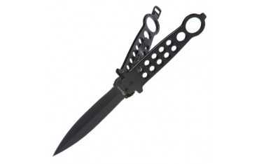 Couteau papillon "Balisong" MTECH (13 cm fermé, lame 10 cm) - Noir