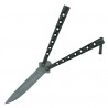 Couteau papillon "Balisong" (ronds, 13 cm fermé, lame 10 cm) - Noir