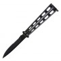 Couteau papillon "Balisong" (dentelé, 13 cm fermé, lame 10 cm) - Noir