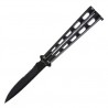 Couteau papillon "Balisong" (dentelé, 13 cm fermé, lame 10 cm) - Noir