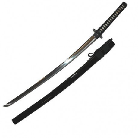 Iaito JAPON Standard T-3, lame à gorge 76 cm, fourreau laqué noir