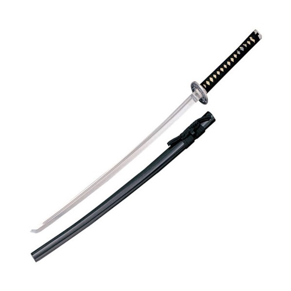 Katana tranch. Ushikawa, acier carbone 76 cm, laqué noir avec housse