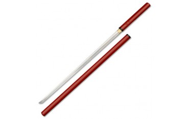 Katana Zatoichi tranchant, acier forgé 72.5 cm, fourreau rouge +boîte