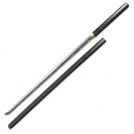 Katana Zatoichi tranchant, acier forgé 72.5 cm, fourreau noir + boîte