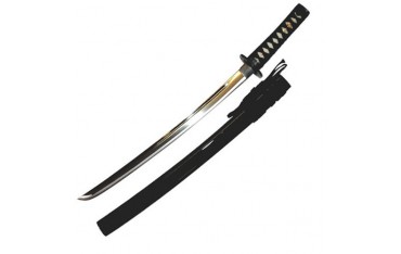 Wakizashi JAPON standard T-3, lame à gorge 48 cm, fourreau laqué noir
