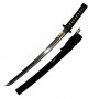 Wakizashi JAPON Jidae Koshirae, lame à gorge 48 cm, four. noir grains