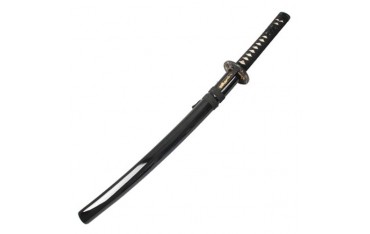 Wakizashi tranchant gorge lame carbone forgée 50cm, four. laqué noir