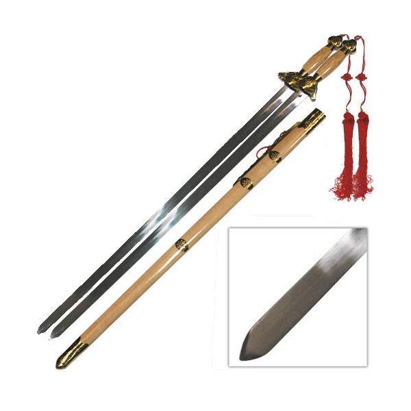Epée chinoise double, lame métal 74 cm