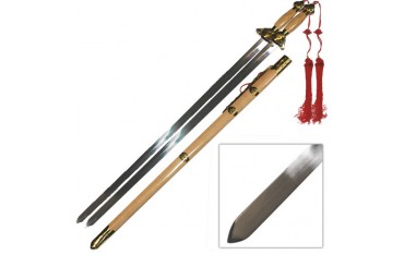 Epée chinoise double, lame métal 74 cm