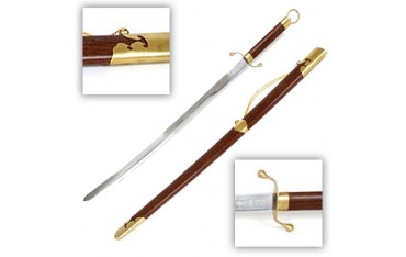 Sabre Tai-Ji Yang, acier forgé 81 cm rigide, four. bois exot + étui