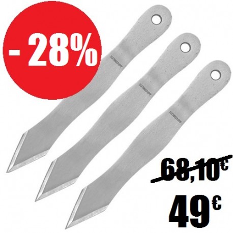 Lot de 3 couteaux à lancer "ondulations", 25.5 cm - Acier poli