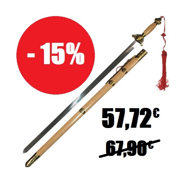 Epée chinoise semi-flexible avec fourreau, lame métal 76 cm