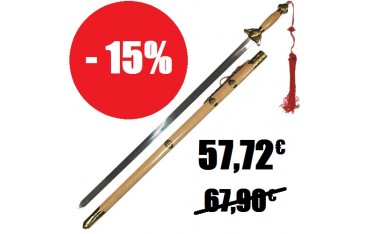 Epée chinoise semi-flexible avec fourreau, lame métal 76 cm
