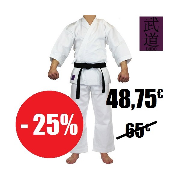 Tenue KARATE Budo Classique cotelé 35%coton-65% polyest, 170 - BLANC