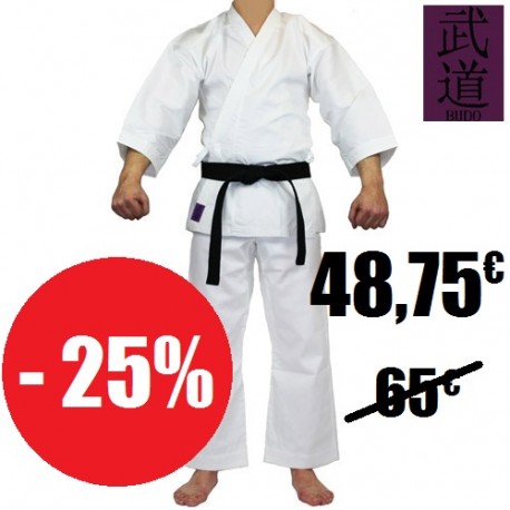 Tenue KARATE Budo Classique cotelé 35%coton-65% polyest, 170 - BLANC